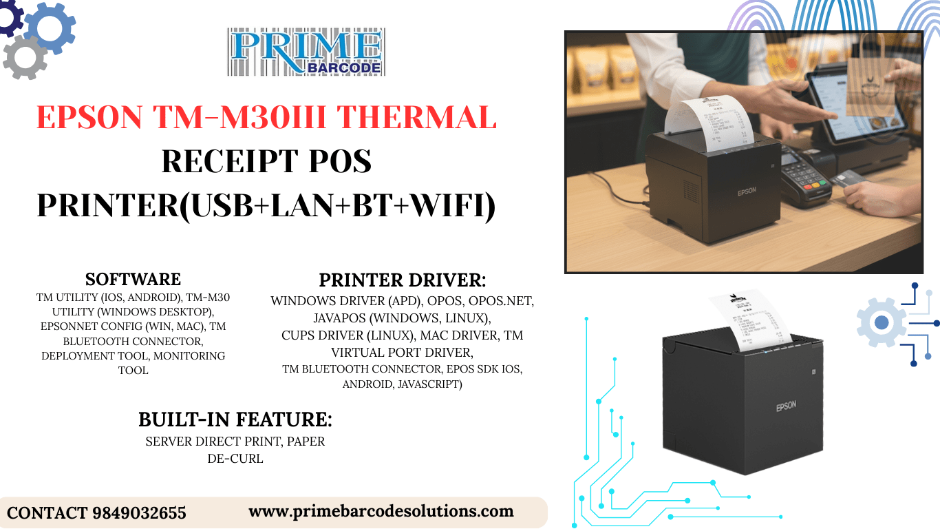 Epson TM-m30III POS Printer (USB + LAN + Wi-Fi)